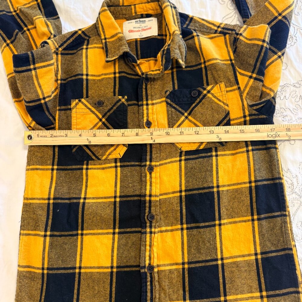 Urban Pipeline Boys Yellow Flannel Shirt Long sleeve button Size Big Boy L 14-16 - Picture 5 of 8